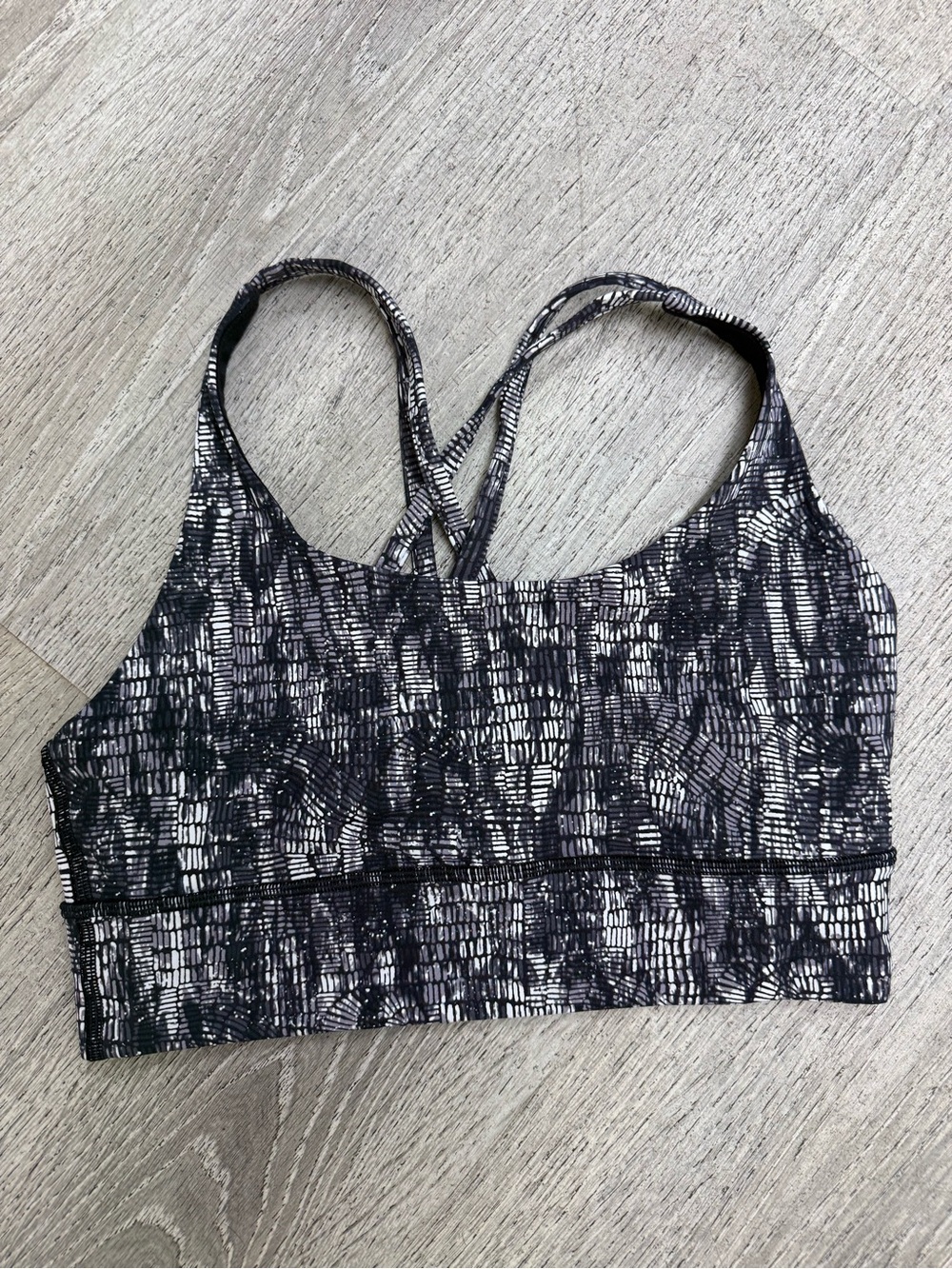 lululemon athletica Black & White Patterned Strappy Sports Bra